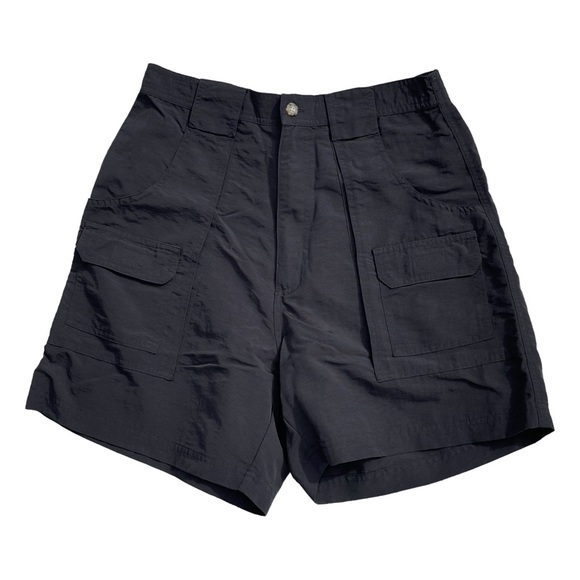 BIKINI BAY Y2K Black Nylon High Waisted Bikini Cover Up Swim Cargo Shorts Sz 12 - Picture 1 of 8